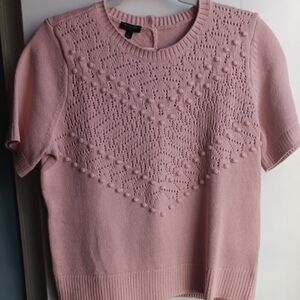 Talbots Light Pink Textured Short Sleeve Sweater